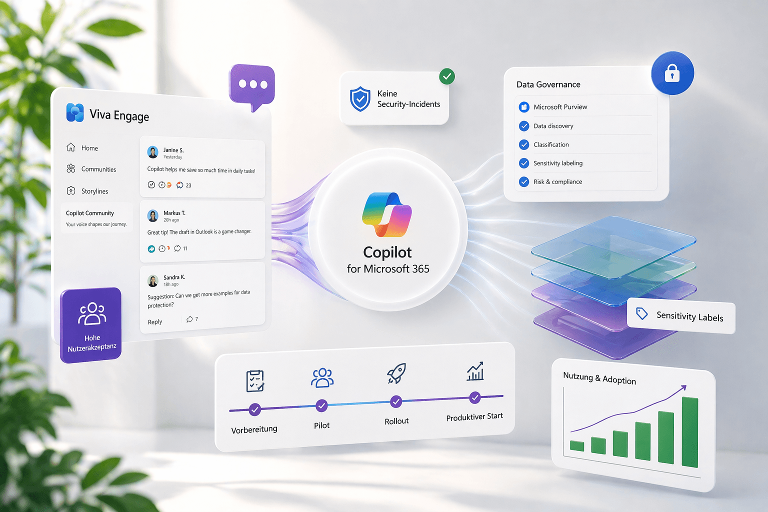 Lösungs-Detail: Enterprise Rollout von Copilot for Microsoft 365 — Microsoft 365 Copilot, Microsoft Purview, Sensitivity Labels