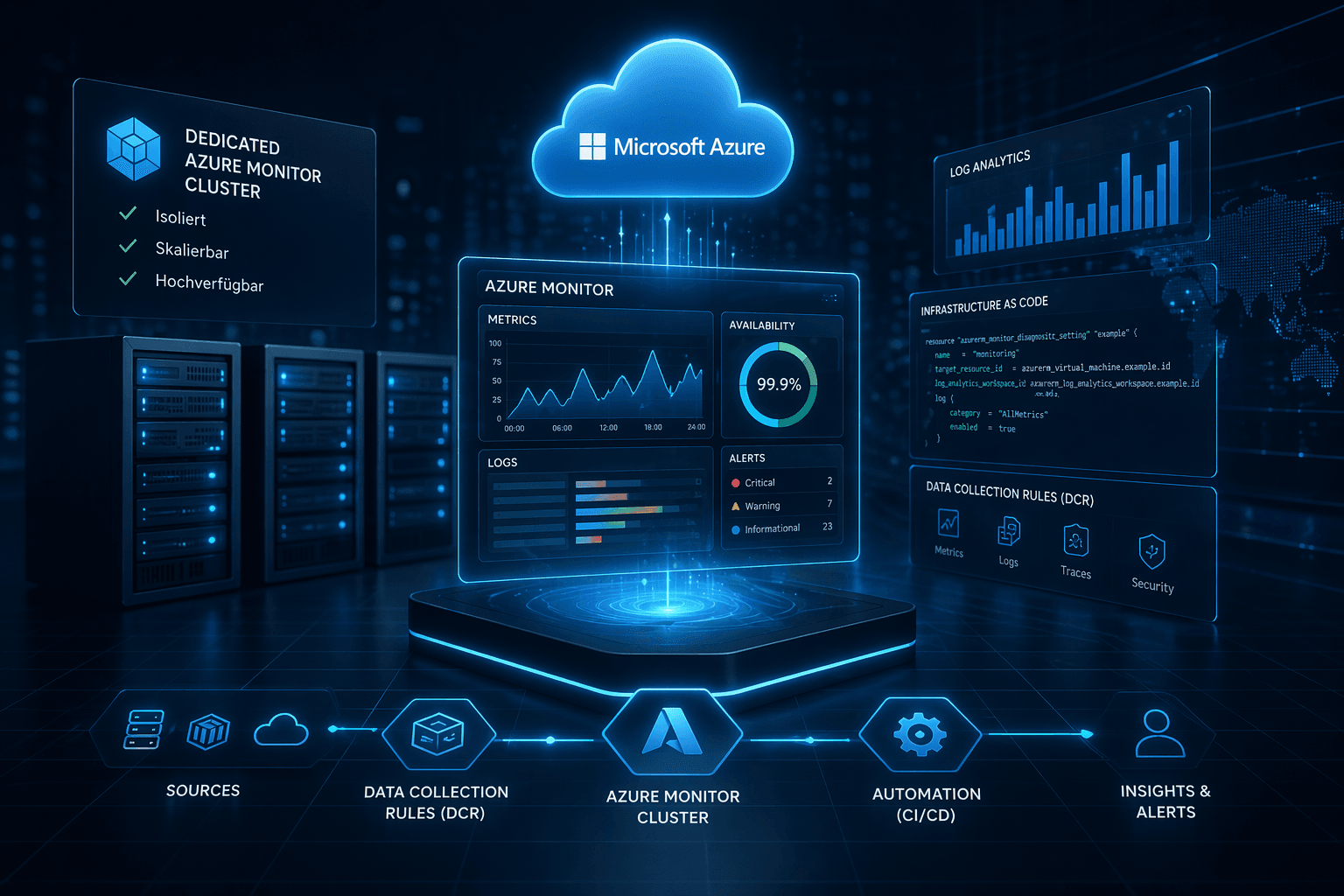Lösungs-Detail: Evolution einer Enterprise Monitoring Lösung auf Azure — Azure Monitor, Dedicated Monitor Cluster, Log Analytics