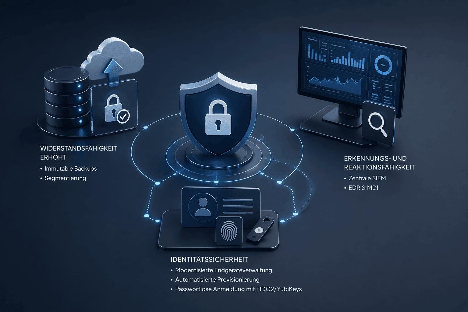 Lösungs-Detail: Komplette Erneuerung der IT mit Security by Design — Microsoft Intune, CrowdStrike, Veeam