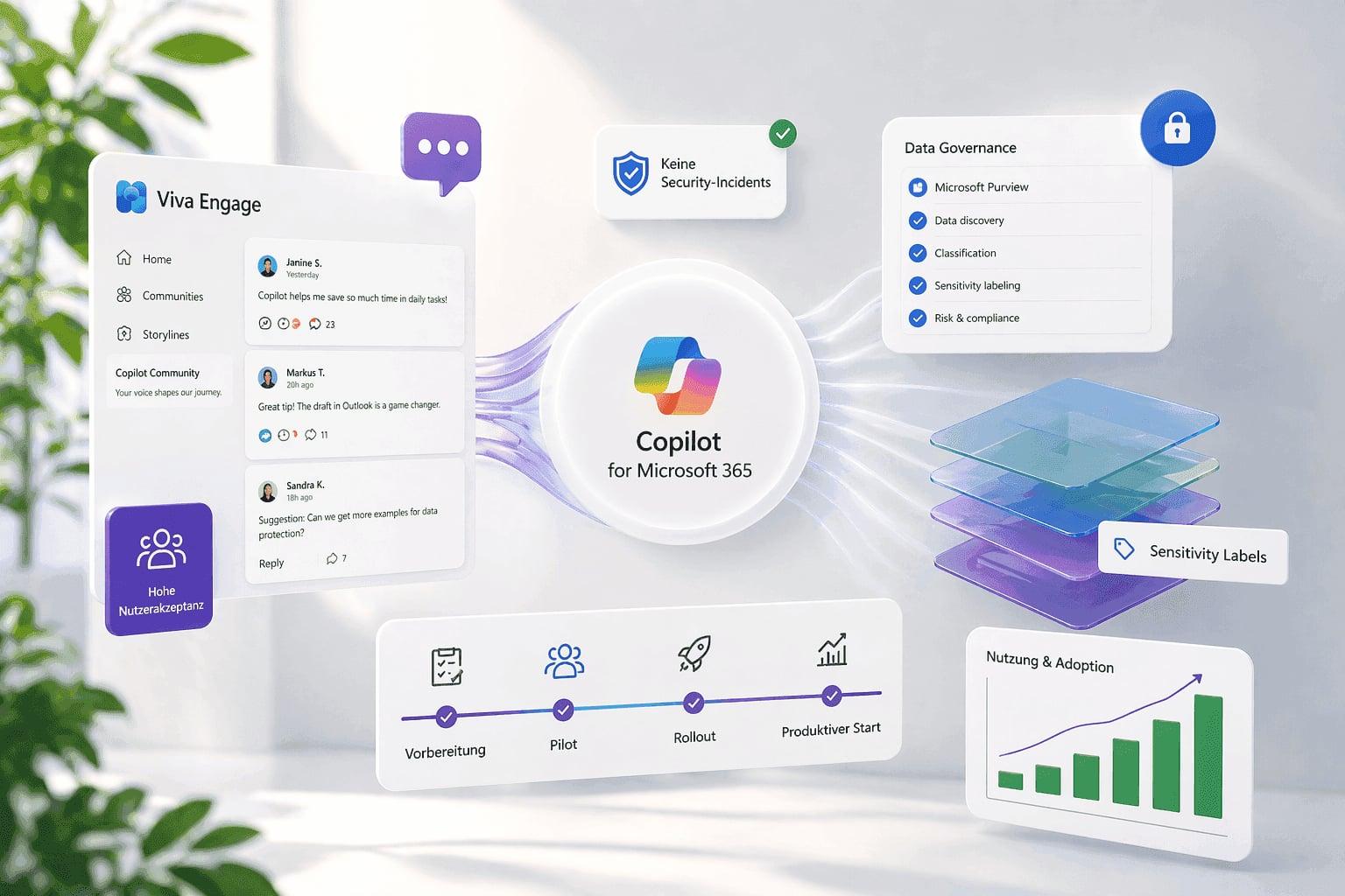 Lösungs-Detail: Enterprise Rollout von Copilot for Microsoft 365 — Microsoft 365 Copilot, Microsoft Purview, Sensitivity Labels