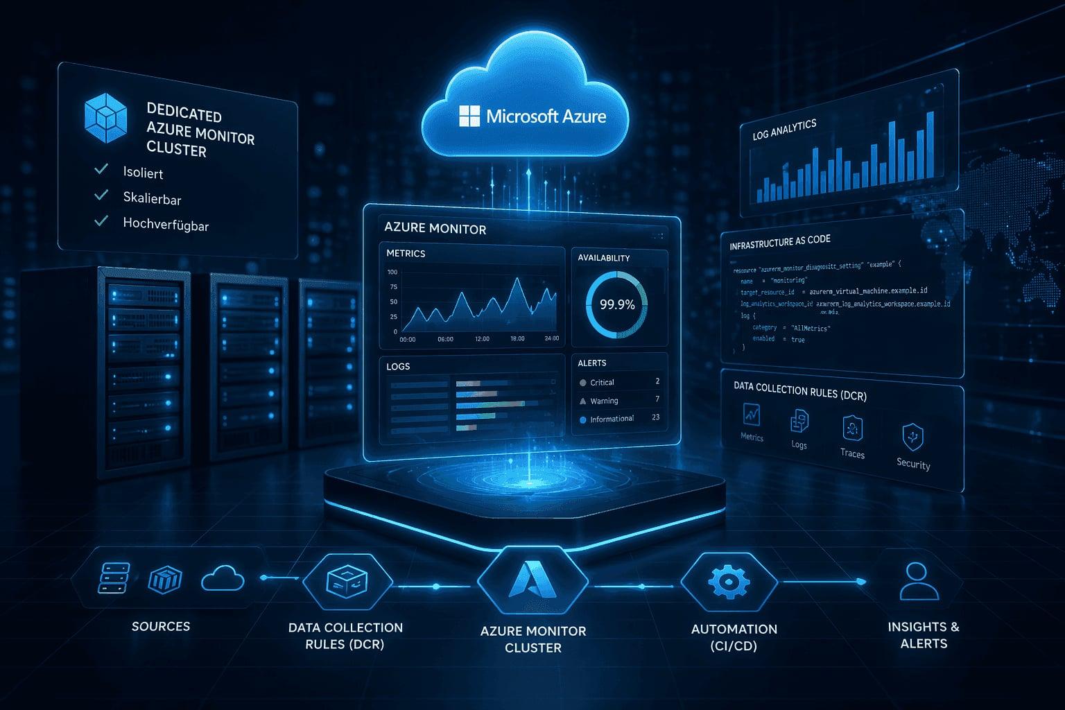 Lösungs-Detail: Evolution einer Enterprise Monitoring Lösung auf Azure — Azure Monitor, Dedicated Monitor Cluster, Log Analytics
